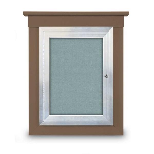 72"x36" 3-Door Enclosed Letterboard, Header, White Vinyl/Cherry